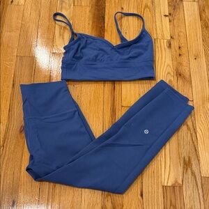 lululemon athletica blue leggings & sports bra set